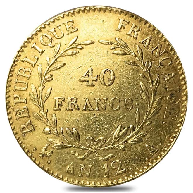 France 40 Francs Napoleon I Gold Coin AGW .3734 oz Abrasions (Random Year, 1802-1803)