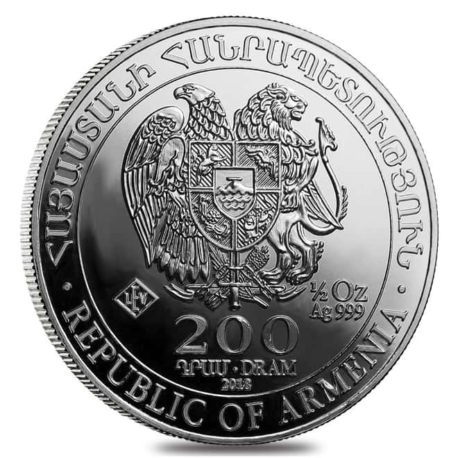 1/2 oz Silver Armenia 200 Drams Noah's Ark Coin BU (Random Year)