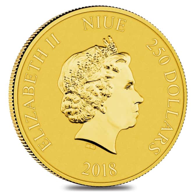 2018 1 oz Niue Gold $250 Star Wars Darth Vader BU In Cap