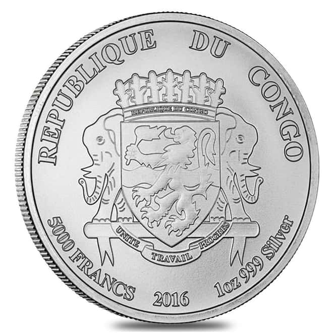 2016 1 oz Silver Congo African Lion Coin .999 Fine BU