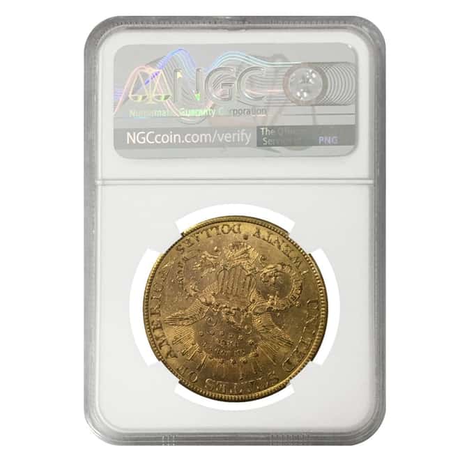 1883 S $20 Liberty Head Double Eagle Gold Coin NGC AU 58