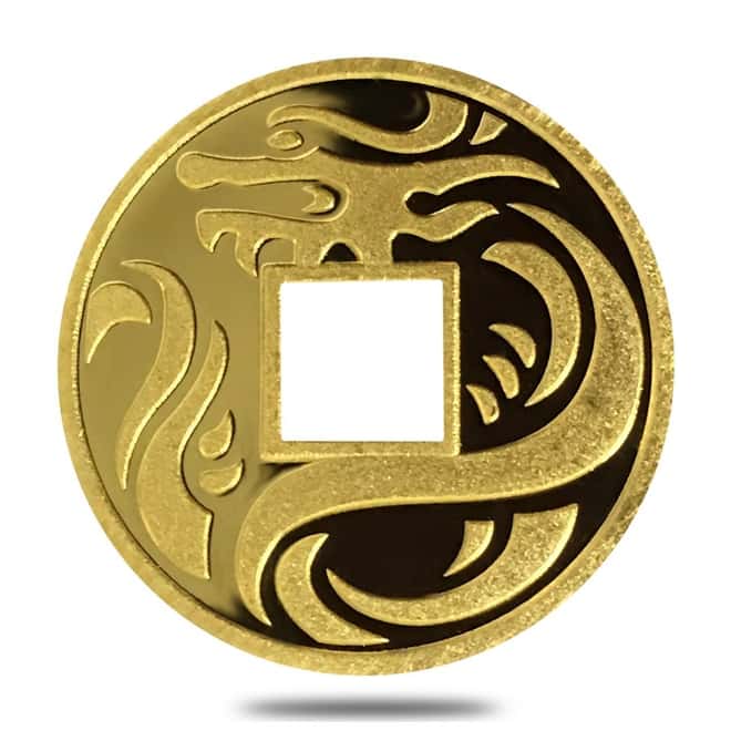5 gram China Construction Bank (CCB) Year of the Dragon Gold Lucky Coin .9999 Fine