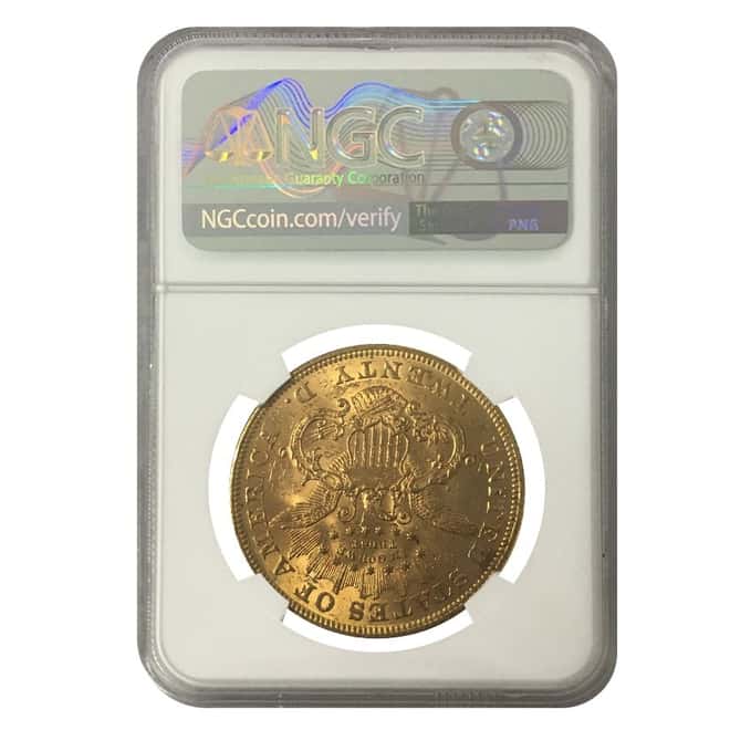 1875 $20 Liberty Head Double Eagle Gold Coin NGC MS 60
