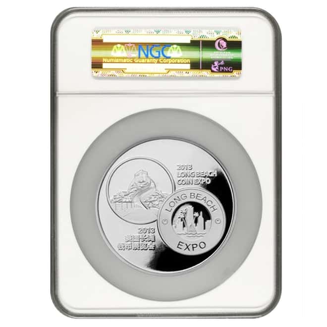 2013 5 oz Proof Silver Chinese Panda Long Beach Coin Expo Medal NGC PF 70 UCAM (w/Box & COA)