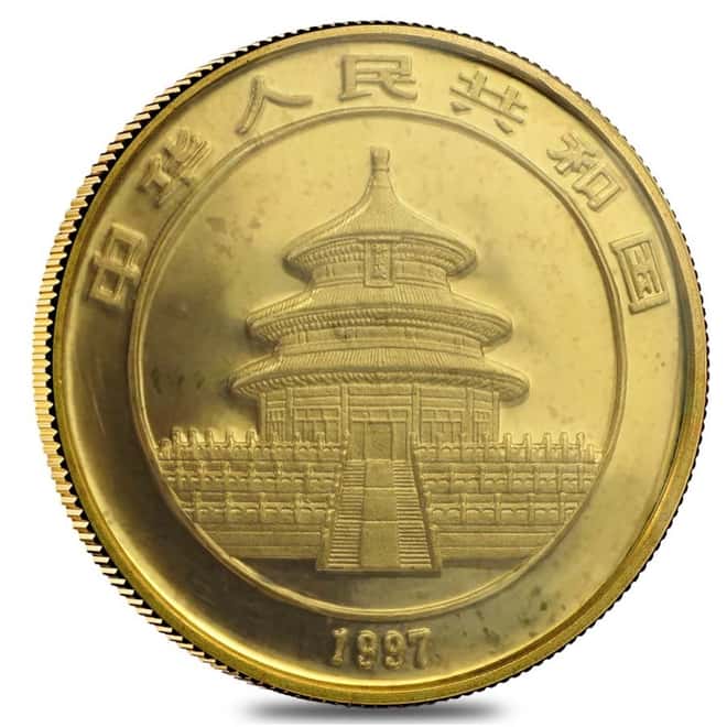 1997 1 oz Chinese Gold Panda 100 Yuan Small Date .999 Fine BU (Sealed)