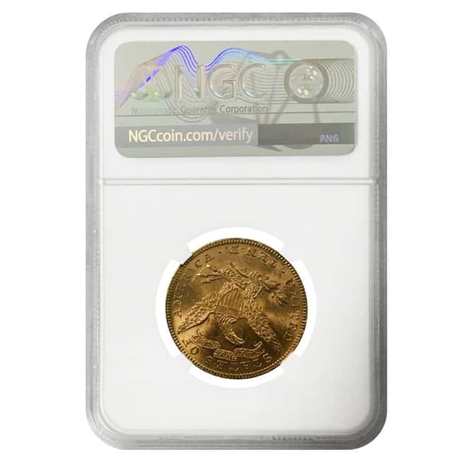 1891 $10 Liberty Head Gold Eagle Coin NGC UNC Details