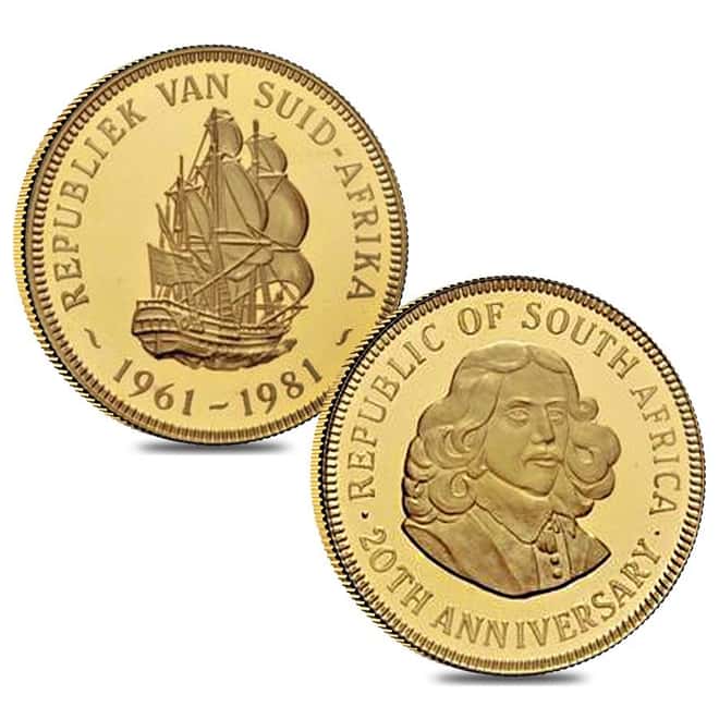 1961-1981 1 oz Republic of South Africa Proof Gold Medal 20th Anniversary