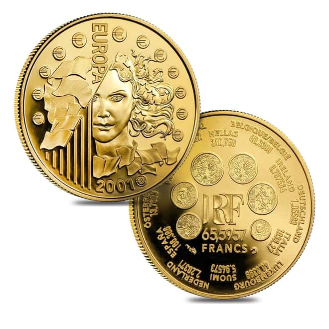 2001 5 oz Europa Monnaie De Paris "The Last Euro Conversion" Proof Gold Coin Extremely Rare