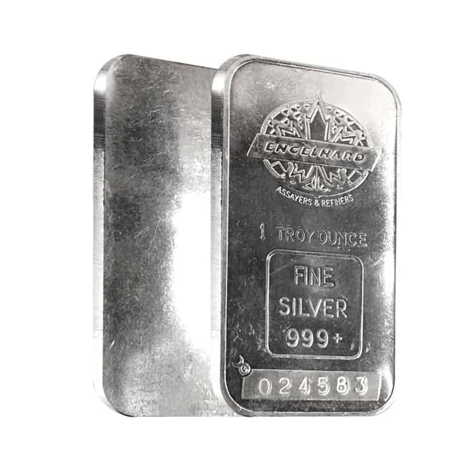 1981 1 oz Engelhard Silver Commercial Bar Maple Leaf Logo .999+ Fine