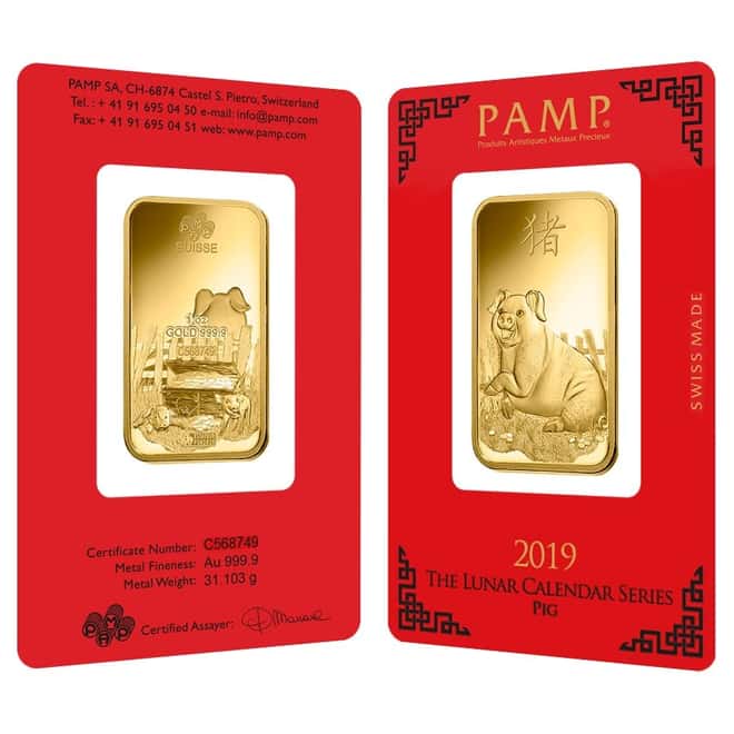 1 oz PAMP Suisse Year of the Pig Gold Bar (In Assay)