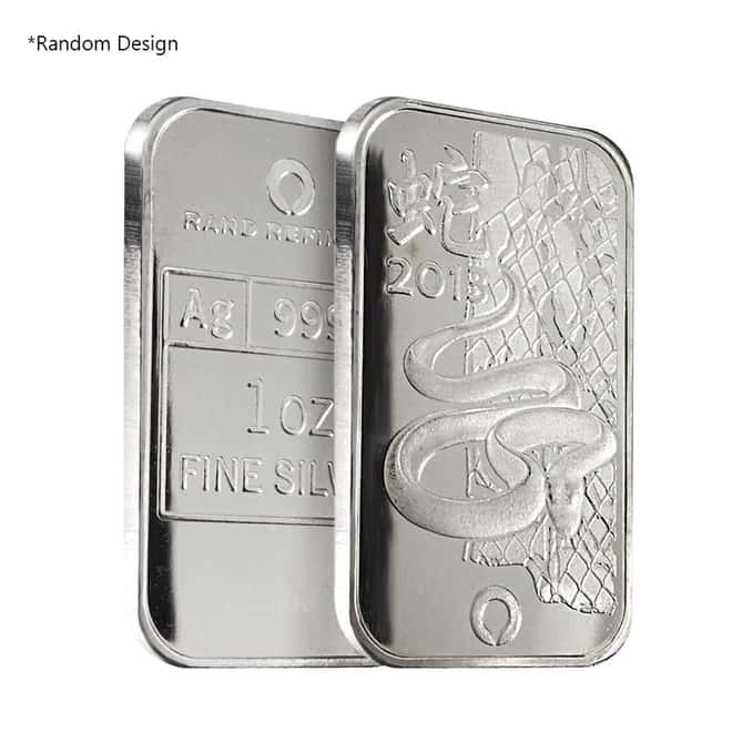 1 oz Rand Refinery Silver Bar .999 Fine Random Design