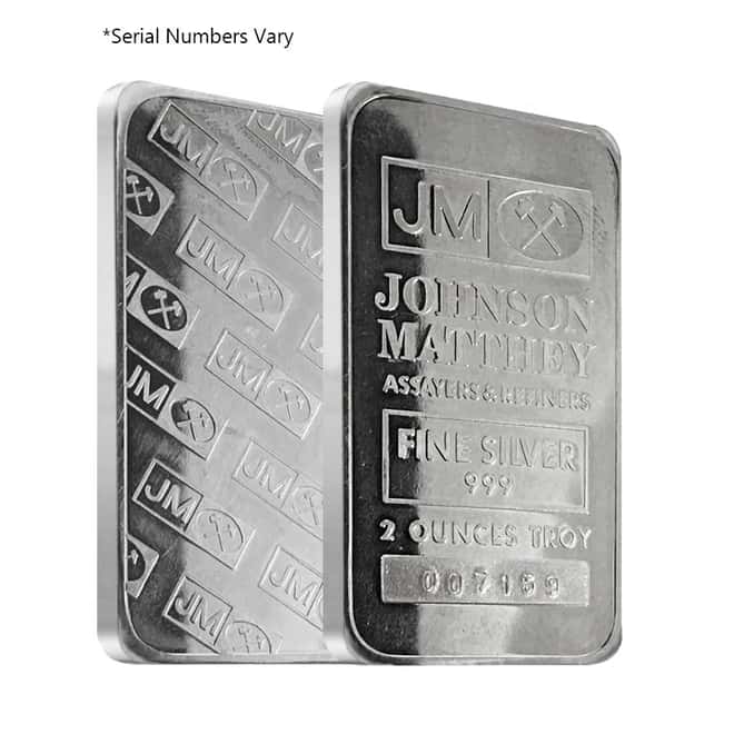 2 oz Johnson Matthey JM Silver Bar .999 Fine