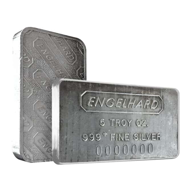 5 oz Engelhard Silver Vintage Bar .999 Fine