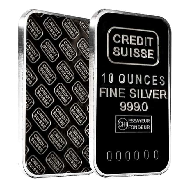10 oz Credit Suisse Silver Bar .999 Fine (Secondary Market) - Rare