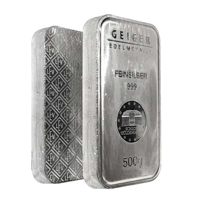 500 gram Geiger Security Line Silver Bar .999 Fine (Sealed)