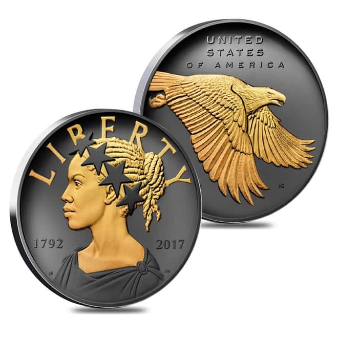 2017 P 1 oz American Liberty Reverse Proof Silver Medal .9999 Fine Black Ruthenium 24K Gold Edition (w/Box & COA) 