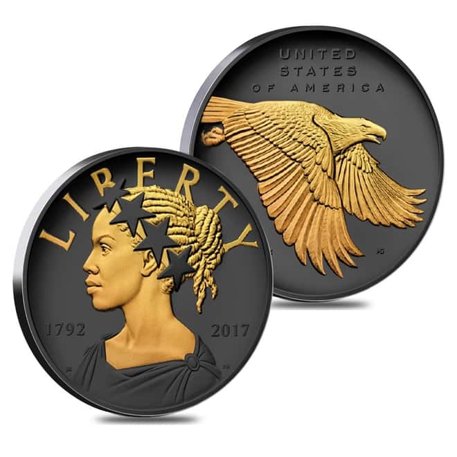 2017 D 1 oz American Liberty Uncirculated Silver Medal .9999 Fine Black Ruthenium 24K Gold Edition (w/Box & COA)