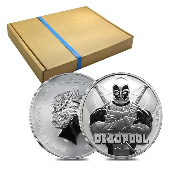 2018 1 oz Tuvalu Deadpool Marvel Series Silver Coin .9999 Fine Silver BU In Cap