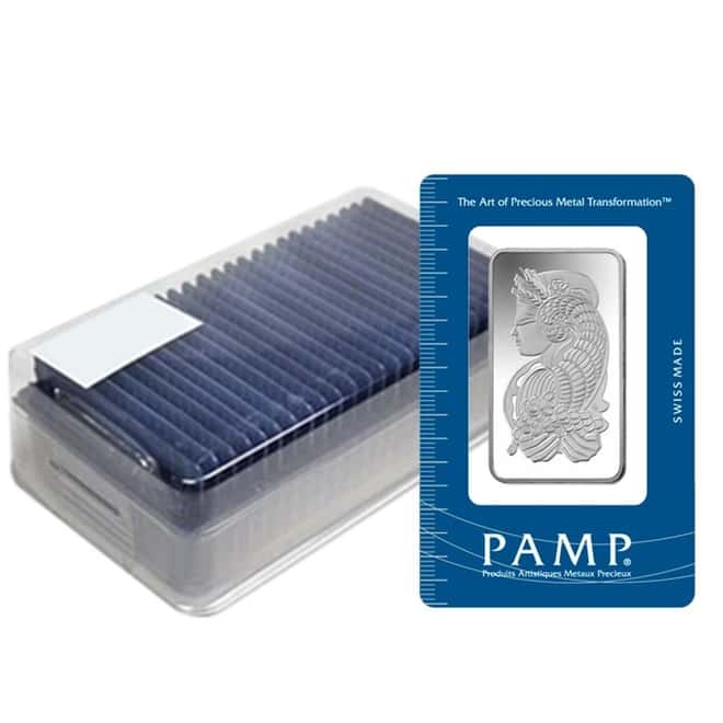 50 gram PAMP Suisse Lady Fortuna Silver Bar .999 Fine (In Assay)