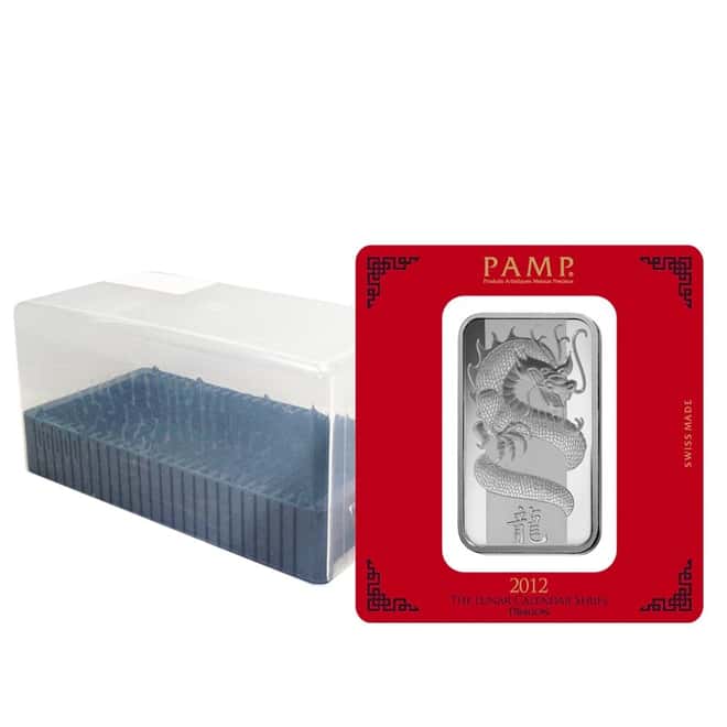 100 gram PAMP Suisse Year of the Dragon Silver Bar (In Assay)
