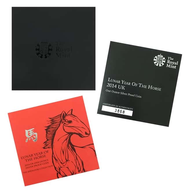 2014 Great Britain 1 oz Proof Silver Year of the Horse Coin .999 Fine (w/Box & COA)