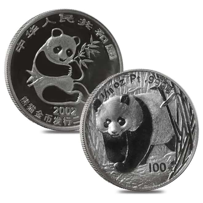 2002 1/10 oz Platinum Chinese Panda 100 Yuan 20th Anniv Commemorative (w/Box & COA)