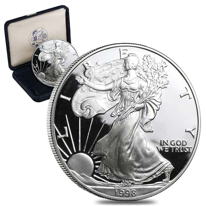 1998-P 1 oz Proof Silver American Eagle (w/Box & COA)