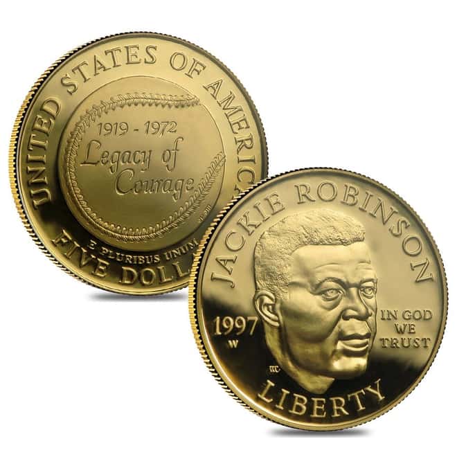 1997 W Gold $5 Proof Jackie Robinson Commemorative Legacy Set (w/Box & COA)