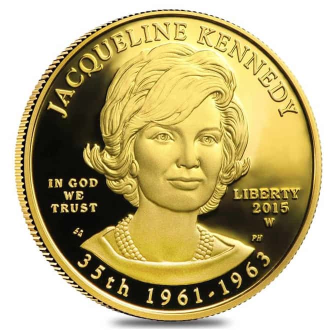2015 W 1/2 oz $10 First Spouse - Jacqueline Kennedy Gold Proof Coin (w/Box & COA)
