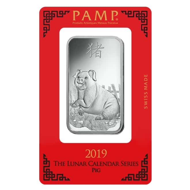 1 oz PAMP Suisse Year of the Pig Platinum Bar (In Assay) Serial #5