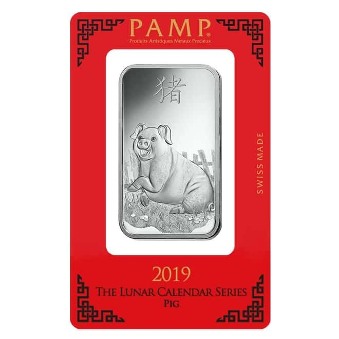 1 oz PAMP Suisse Year of the Pig Platinum Bar (In Assay) Serial #8