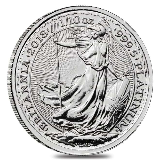 Roll of 25 - 2018 Great Britain 1/10 oz Platinum Britannia Coin .9995 Fine BU (Lot,Tube of 25)