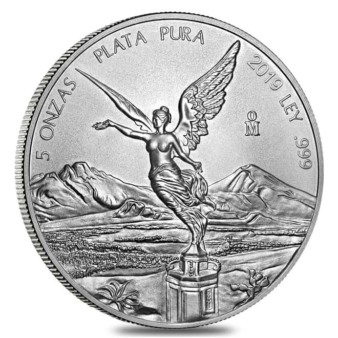2019 5 oz Mexican Silver Libertad Coin .999 Fine BU