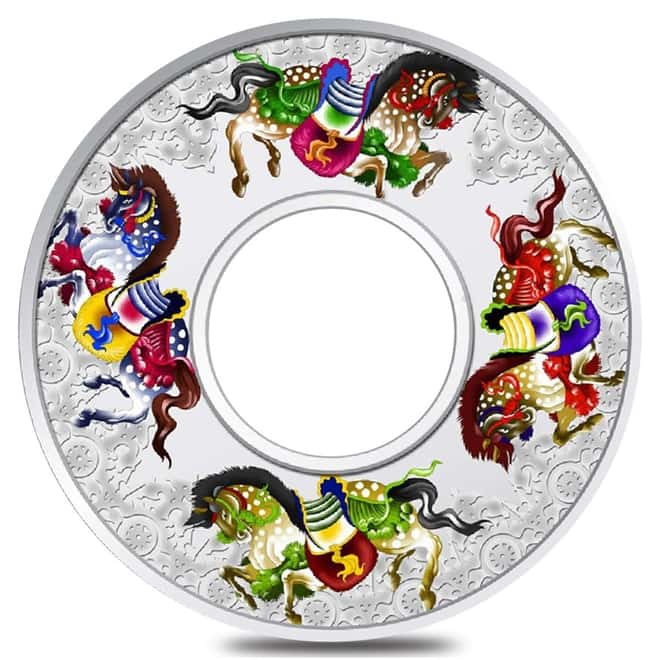 2014 2 oz Tokelau Proof Silver Carousel Horses (w/Box & COA)