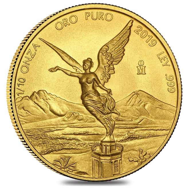 2019 1/10 oz Mexican Gold Libertad Coin .999 Fine BU