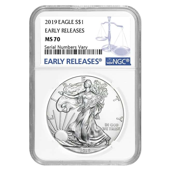 2019 1 oz Silver American Eagle $1 Coin NGC MS 70 Early Releases