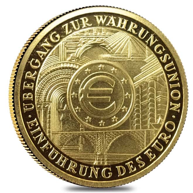 2002 1/2 oz Germany 100 Euro Introduction of the Euro Gold Coin (w/Box & COA)