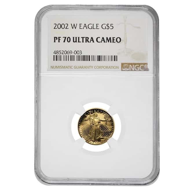 2002 W 1/10 oz $5 Proof Gold American Eagle NGC PF 70 UCAM