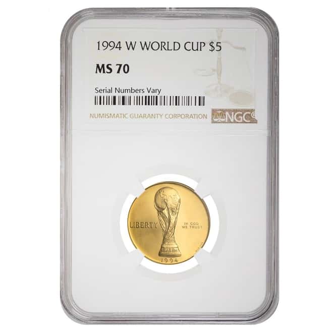 1994 W $5 World Cup Commemorative Gold Coin NGC MS 70 
