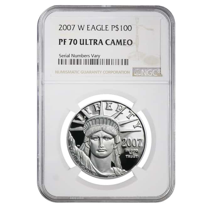 2007 W 1 oz $100 Platinum American Eagle Proof Coin NGC PF 70 UCAM