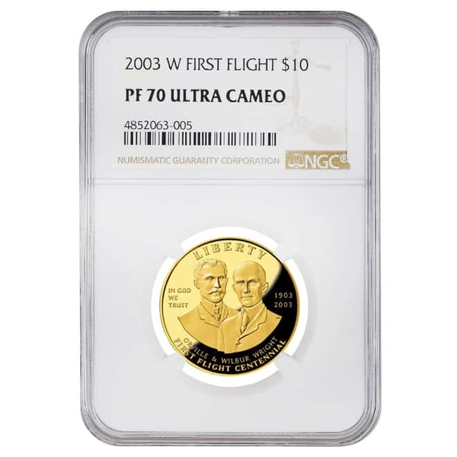2003 W $10 First Flight Centennial Commemorative Gold Coin NGC PF 70 UCAM