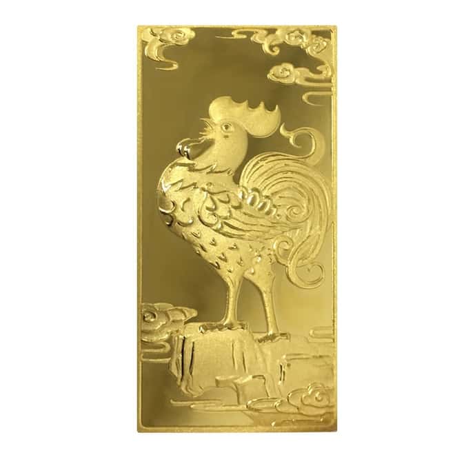 30 gram China Construction Bank (CCB) Year of the Rooster Gold Bar .9999 Fine (In Cap)