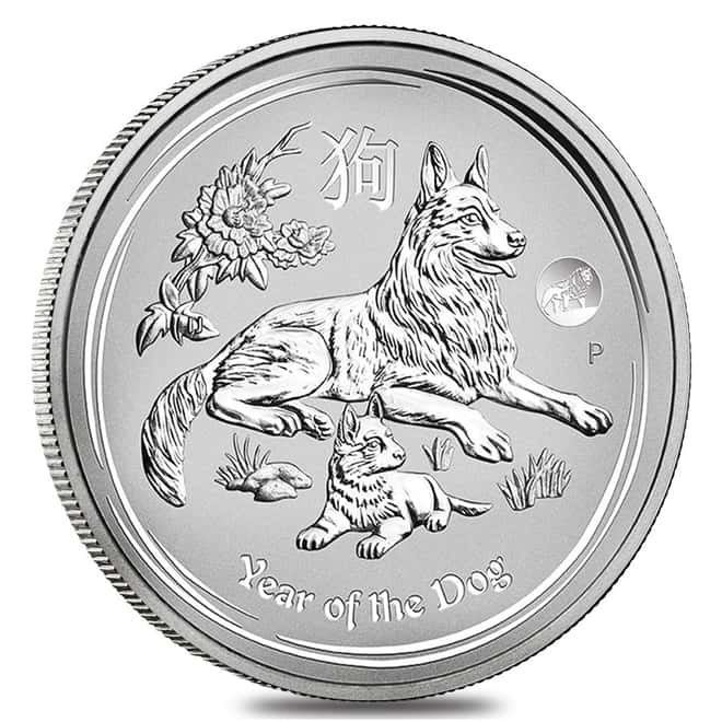 2018 1 oz Silver Lunar Year of The Dog Lion Privy BU Australian Perth Mint In Cap