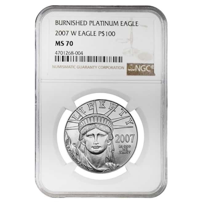 2007 W 1 oz $100 Burnished Platinum American Eagle Coin NGC MS 70