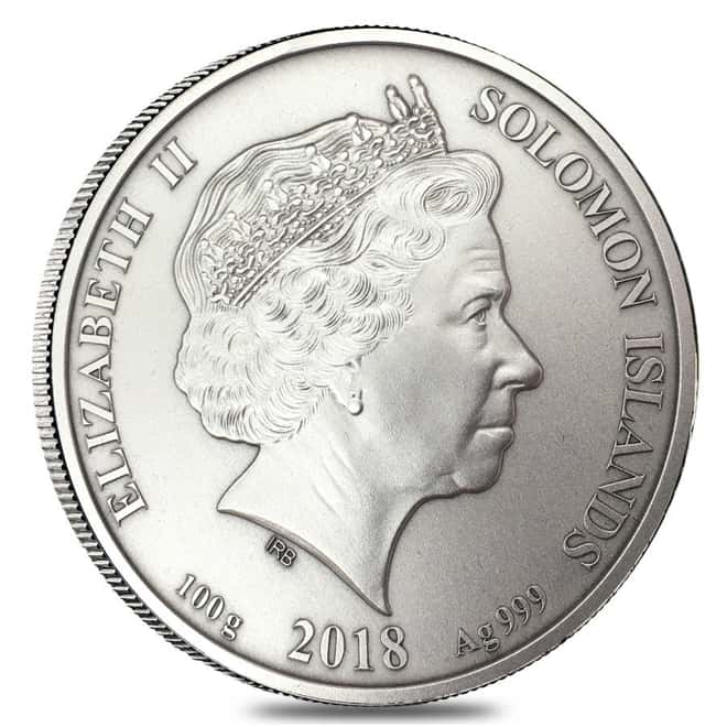 2018 100 gram Silver Solomon Islands Sacré-Coeur Basilica $10 Coin .999 Fine (Antiqued, w/Box&COA)