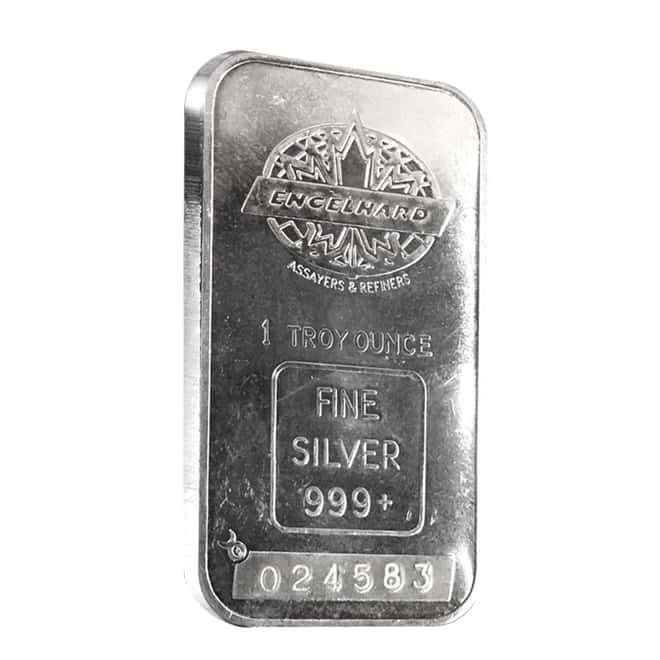 1981 1 oz Engelhard Silver Commercial Bar Maple Leaf Logo .999+ Fine
