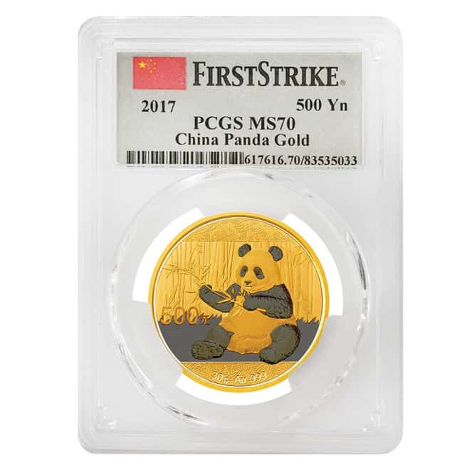 2017 30 gram Chinese Gold Panda 500 Yuan PCGS MS 70 First Strike