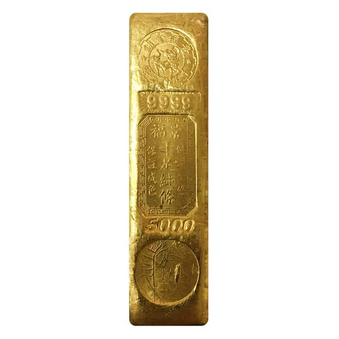 6.03 oz Chinese King Fook 5 Tael Finger Bar .9999 Fine Gold