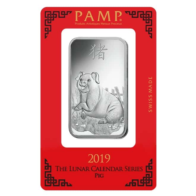 1 oz PAMP Suisse Year of the Pig Silver Bar (In Assay)