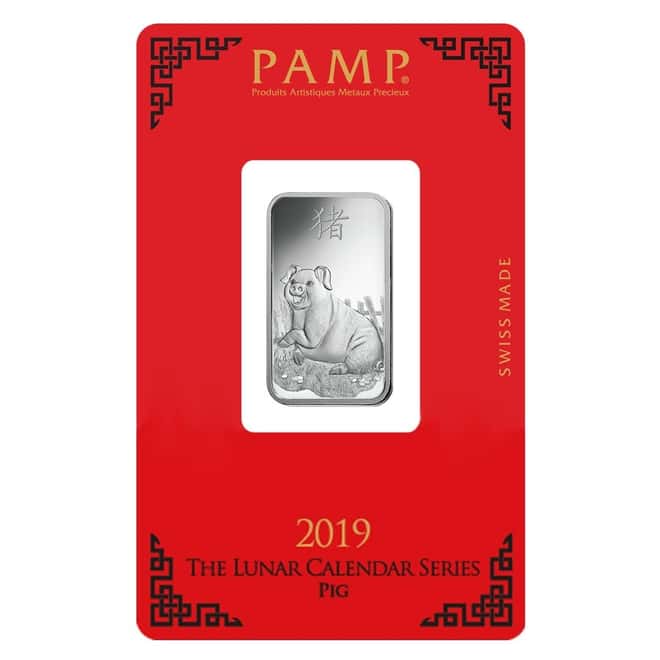 10 gram PAMP Suisse Year of the Pig Silver Bar (In Assay)
